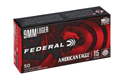 Federal Cartridge Co. American Eagle Handgun Ammunition 9mm Luger 115 gr FMJ 1180 fps 50/ct