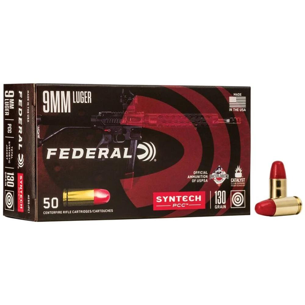 Federal Cartridge Co. Federal Syntech PCC Ammunition 9mm Luger 130 gr TSJ 1140 fps 50/ct