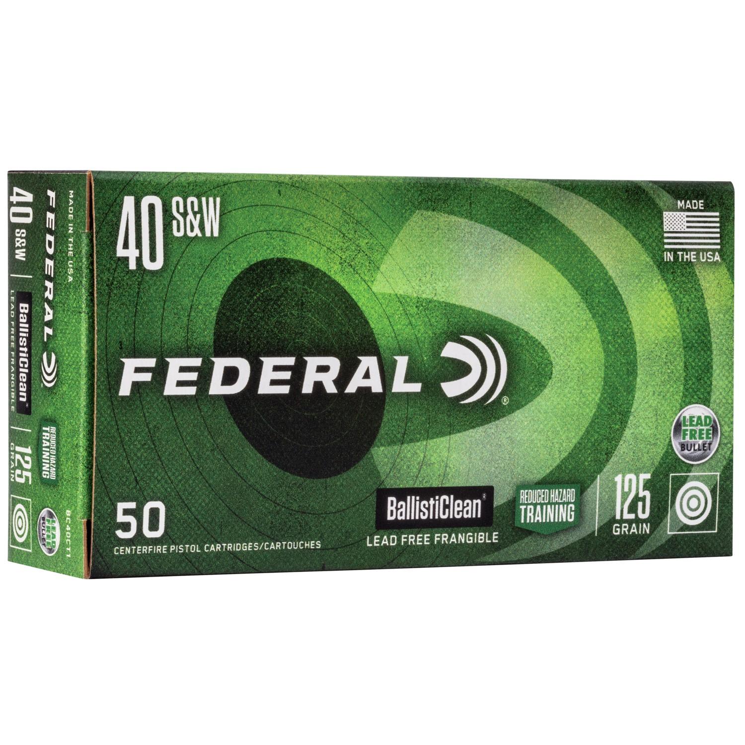 Federal Cartridge Co. Federal Ballisticlean Frangible Handgun Ammunition .40 S&W 125gr RHT 1300 fps 50/ct