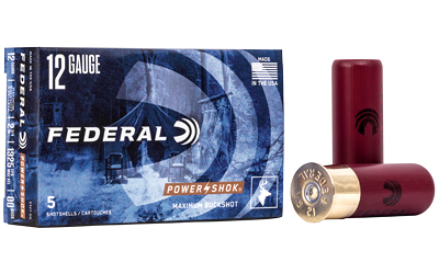 Federal Cartridge Co. Federal Power-Shok Buckshot 12ga 2-3/4" Max 9 Pellets-00 Buck Ammo 5RD
