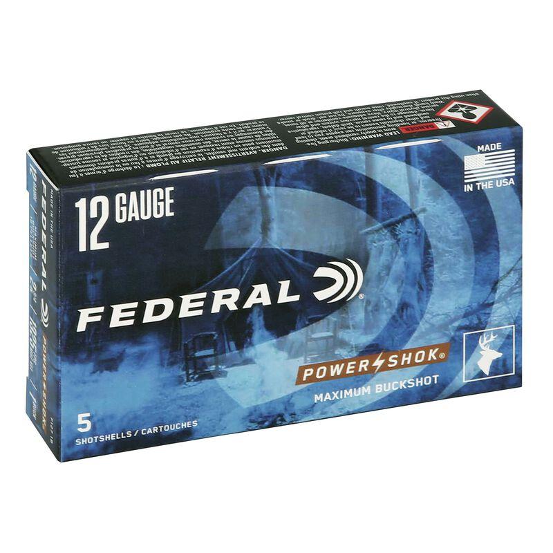Federal Cartridge Co. Federal Power-Shok Buckshot 12ga 2-3/4" Max 16 Pellets-1 Buck Ammo 5RD