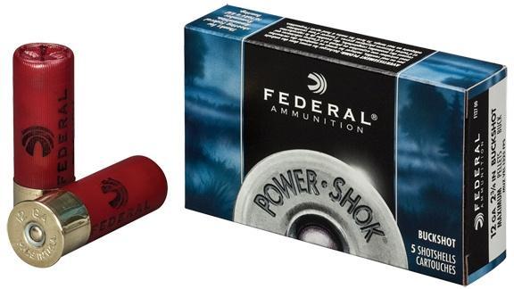 Federal Cartridge Co. Federal Power-Shok Buckshot Shotshells 12ga 3" 15 plts #00 1210 fps 5/ct