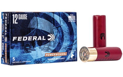 Federal Cartridge Co. Federal Pwrshk 12ga 3" Mg #4 Bck 5/250 Buckshot