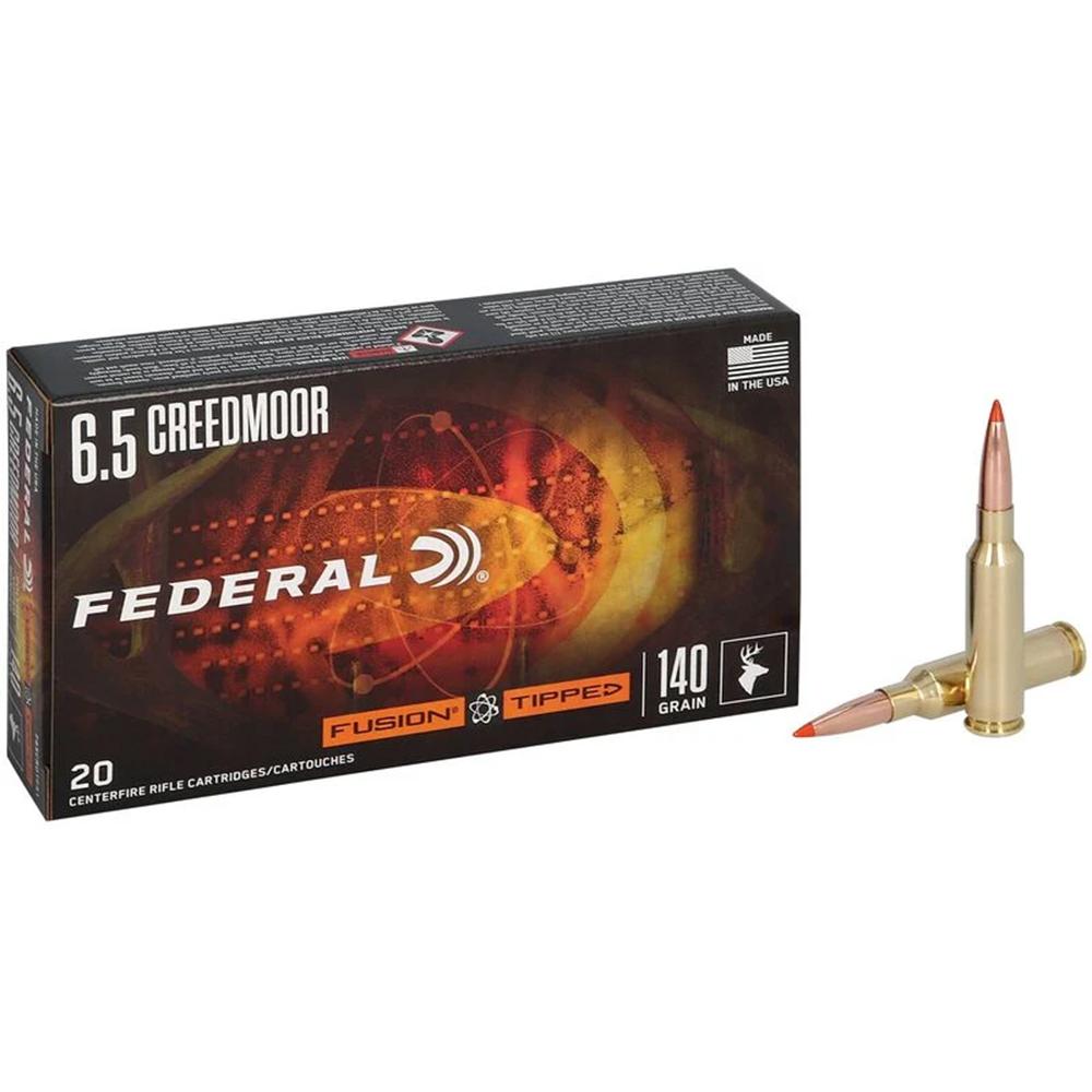 Federal Cartridge Co. Federal Fusion Tipped Rifle Ammunition 6.5 Creedmoor 140gr PT 2700 fps 20/ct