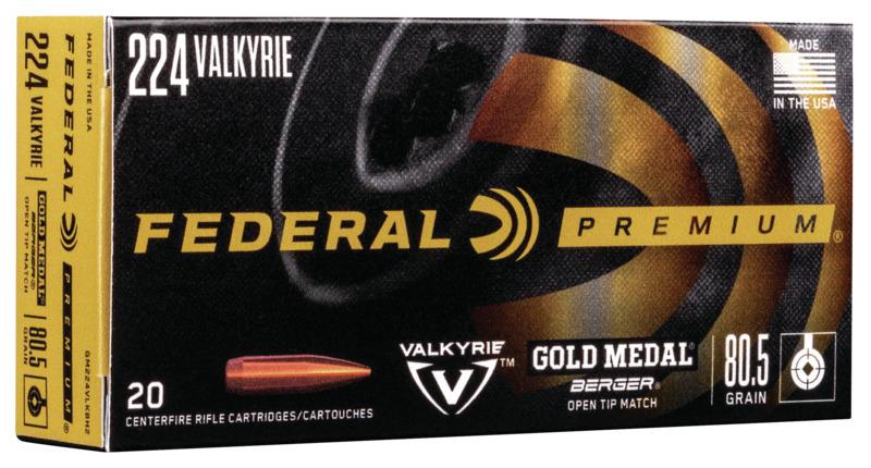 Federal Cartridge Co. Federal Gold Medal Berger Rifle Ammunition .224 Valkyrie 80.5 gr OTM 2925 fps 20/ct