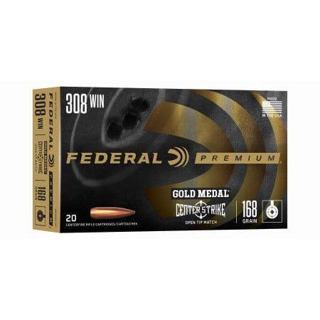 Federal Cartridge Co. Federal Gold Mdl 308WIN 168GR Otm 20/200 Open Tip Match