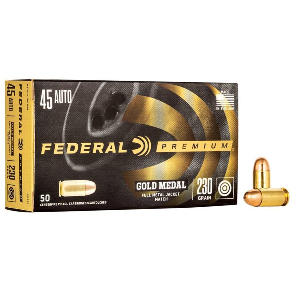 Federal Cartridge Co. Federal Premium Gold Medal Handgun Ammunition .45 ACP 230 gr FMJ 860 fps 50/ct