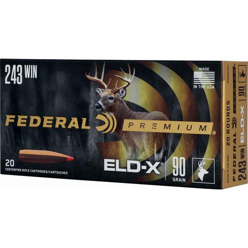 Federal Cartridge Co. Federal Premium ELD-X Rifle Ammunition .243 Win 90gr HP 3100 fps 20/ct