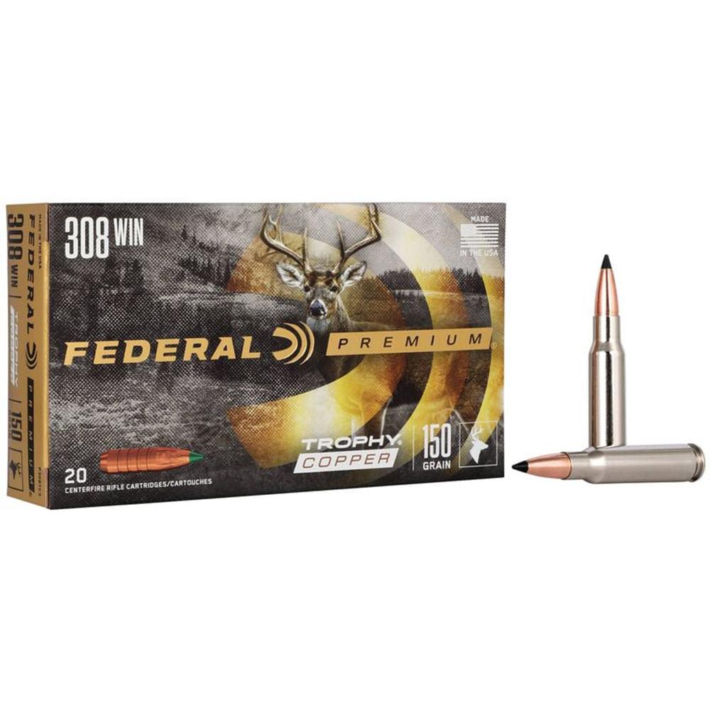 Federal Cartridge Co. Federal Prm 308WIN 150GR Trphy Cp 20/200 Copper