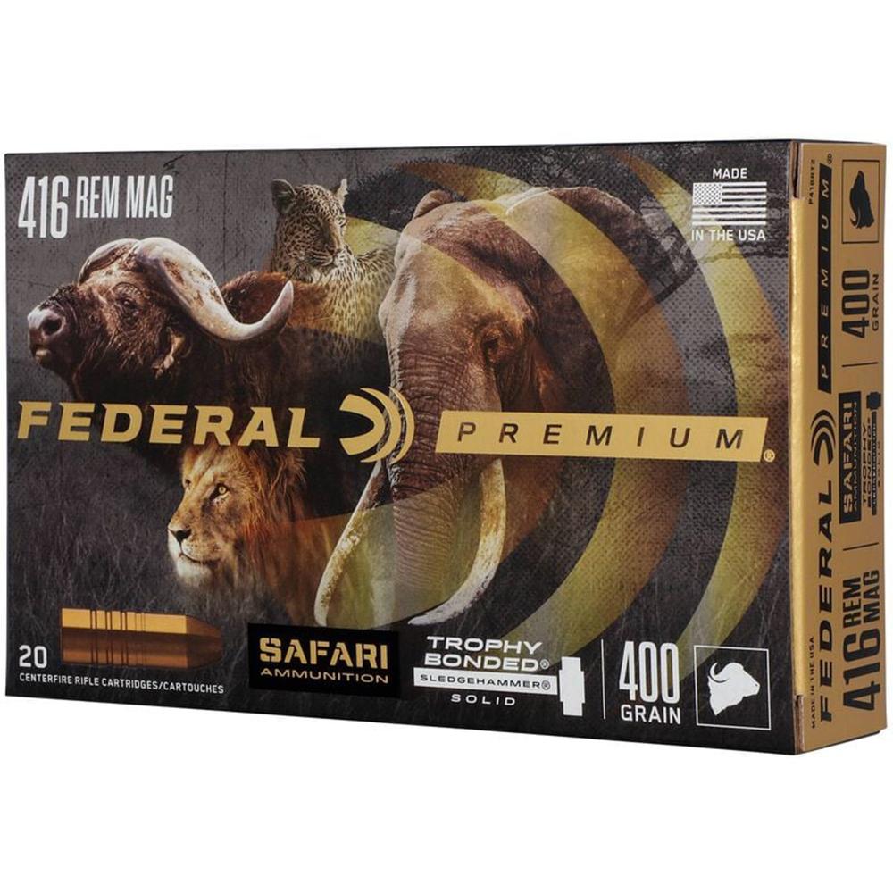 Federal Premium Cape-Shok Rifle Ammunition .416 Rem Mag 400 gr BSS 2400 fps - 20/ct Federal Premium Cape-Shok Rifle Ammunition .416 Rem Mag 400 gr BSS 2400 fps - 20/ct