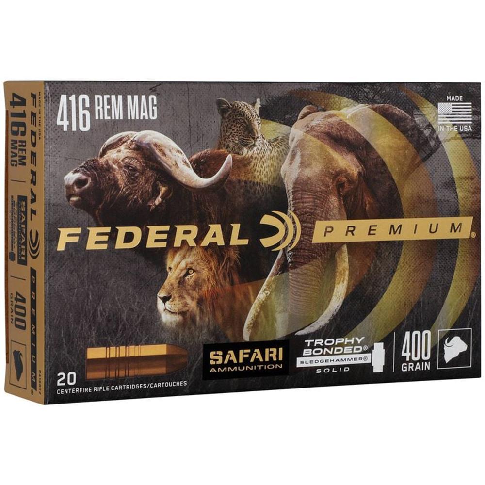 Federal Premium Cape-Shok Rifle Ammunition .416 Rem Mag 400 gr BSS 2400 fps - 20/ct Federal Premium Cape-Shok Rifle Ammunition .416 Rem Mag 400 gr BSS 2400 fps - 20/ct