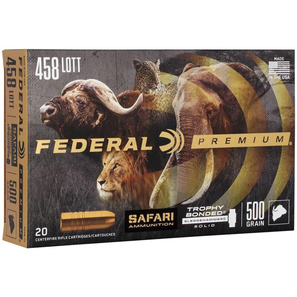 Federal Premium Cape-Shok Rifle Ammunition .458 Lott 500 gr TBSS 2300 fps - 20/ct Federal Premium Cape-Shok Rifle Ammunition .458 Lott 500 gr TBSS 2300 fps - 20/ct
