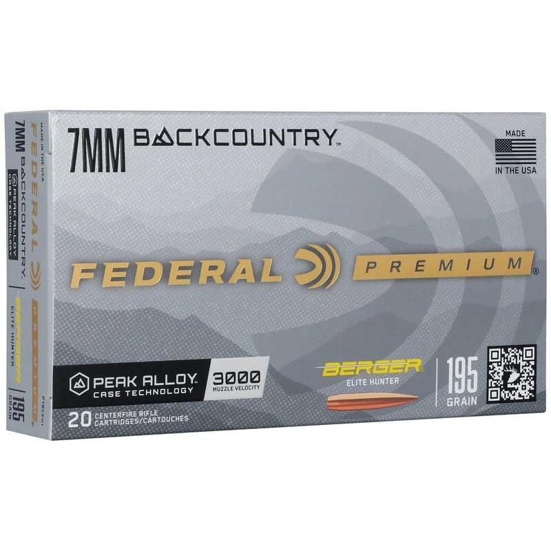 Federal Cartridge Co. Federal Gld Mdl Berg 7mm Bc 195GR 20/200 Elite Hunter