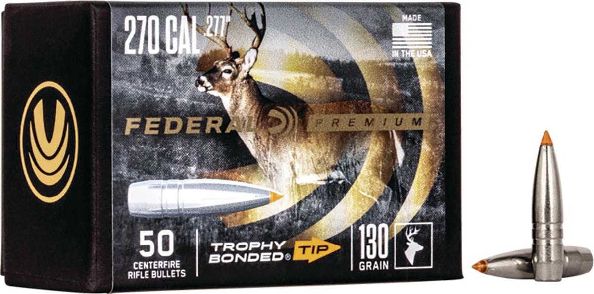 Federal Cartridge Co. Federal .277 Caliber 130GR Trophy Bonded Tip Cb Bullet 50RD