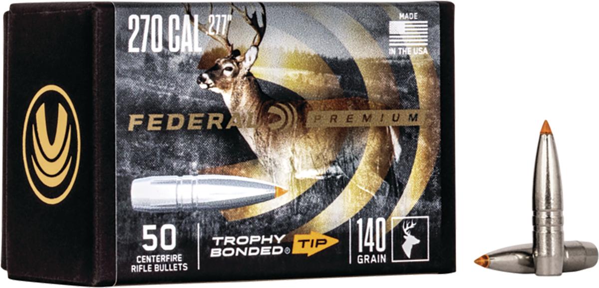 Federal Cartridge Co. Federal .277 Caliber 140GR Trophy Bonded Tip Cb Bullet 50RD