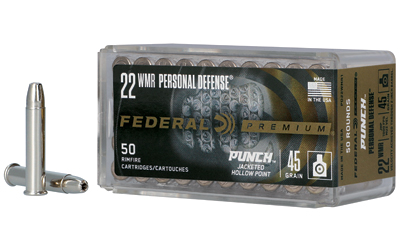 Federal Cartridge Co. Federal 22 Magnum 22 Magazine Punch 45GR Jhp "personal Defense" Ammo 50RD