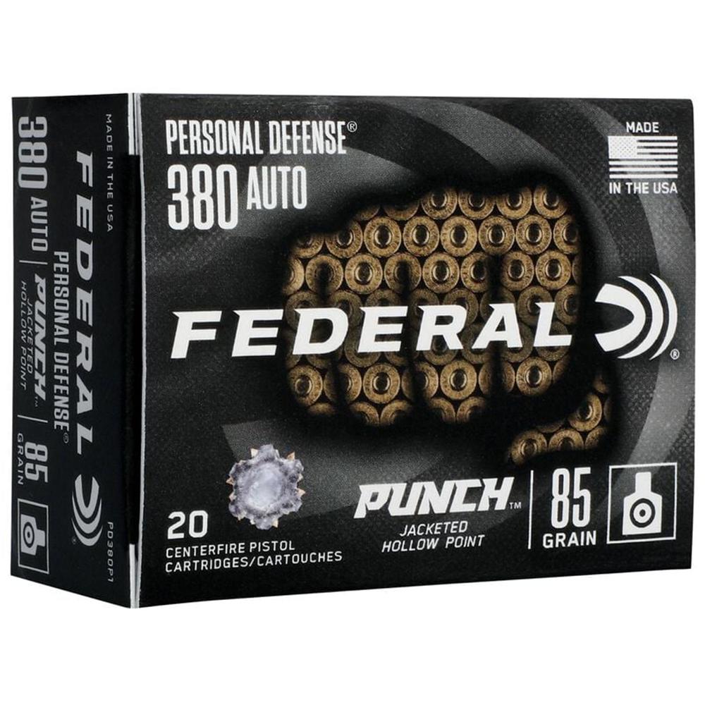 Federal Cartridge Co. Federal Pd Punch 380AUTO 85GR Jhp 20/200 Hollow Point