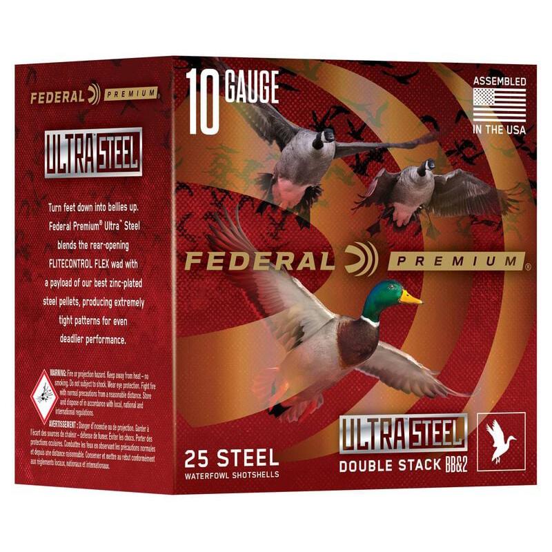 Federal Cartridge Co. Federal Ultra Steel Shotshells 10ga 3-1/2" 1-5/8oz 1400 fps #1 & BBB 25/ct