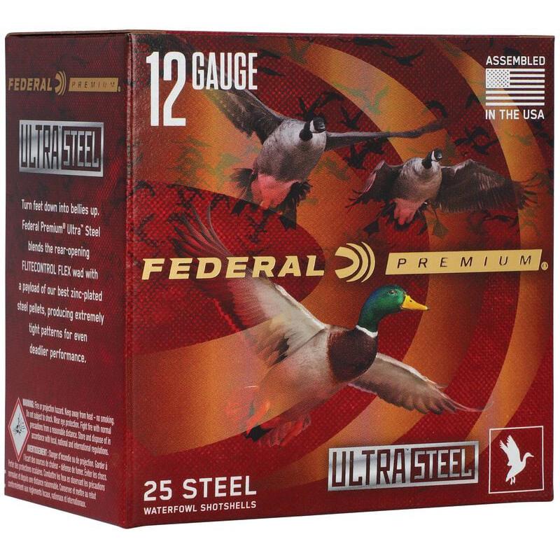Federal Cartridge Co. Federal Ultra Steel Shotshells 12ga 3-1/2" 1-1/2oz 1500 fps BB&2 25/ct