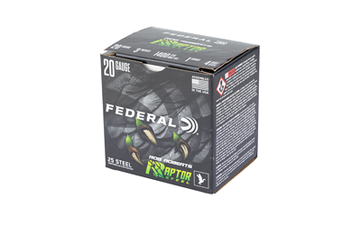 Federal Raptor Steel 20ga 3" 1OZ #4 25 Steel Shot Federal Raptor Steel 20ga 3" 1OZ #4 25 Steel Shot