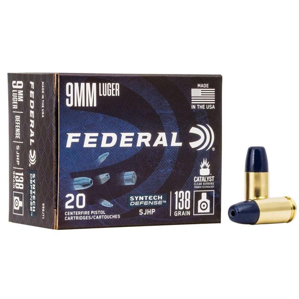 Federal Cartridge Co. Federal Syn Def 9mm 138GR Sjhp 20/200 Semi Jacketed Hollow Point