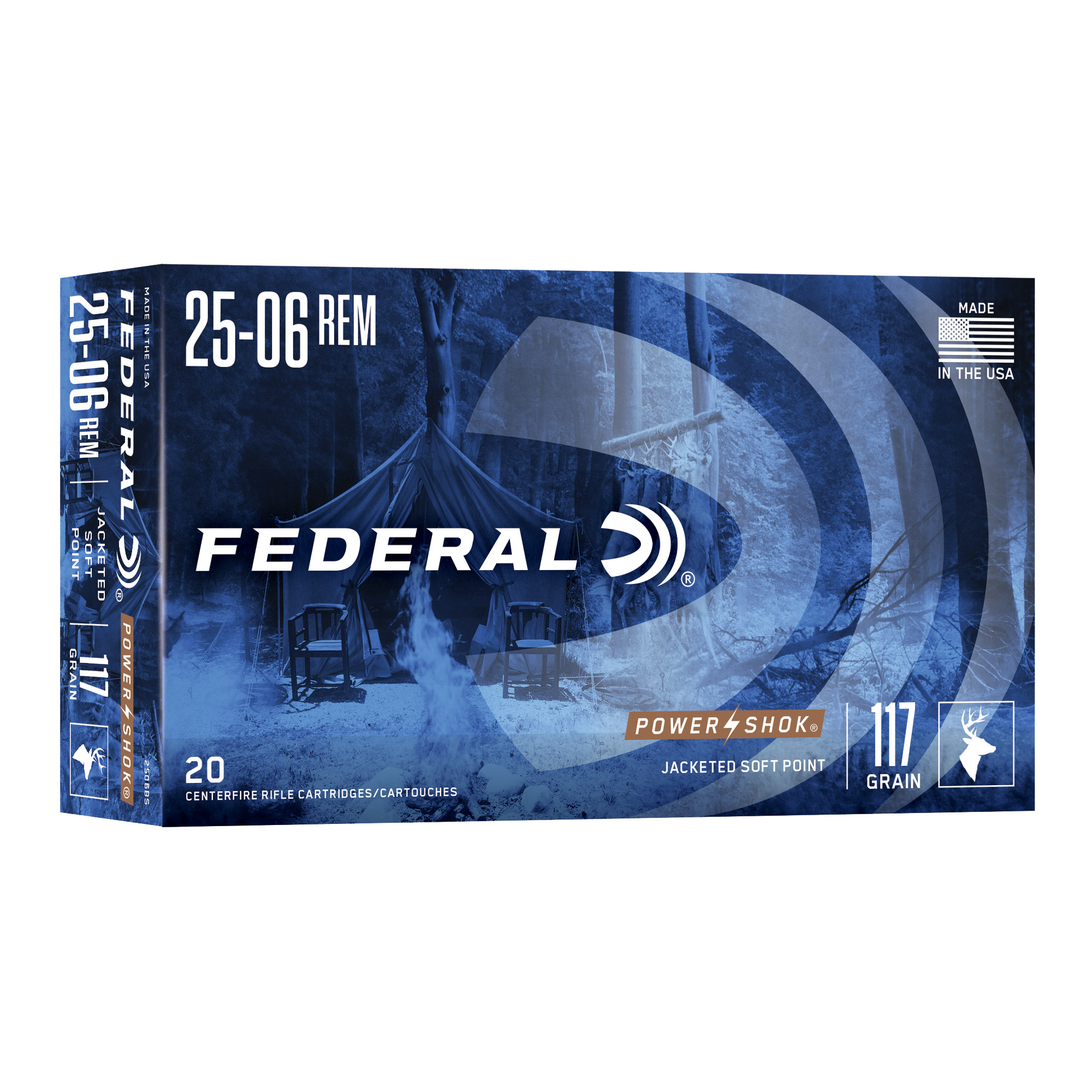 Federal Power-Shok Rifle Ammunition .25-06 Rem 117 gr SP 3030 fps - 20/ct