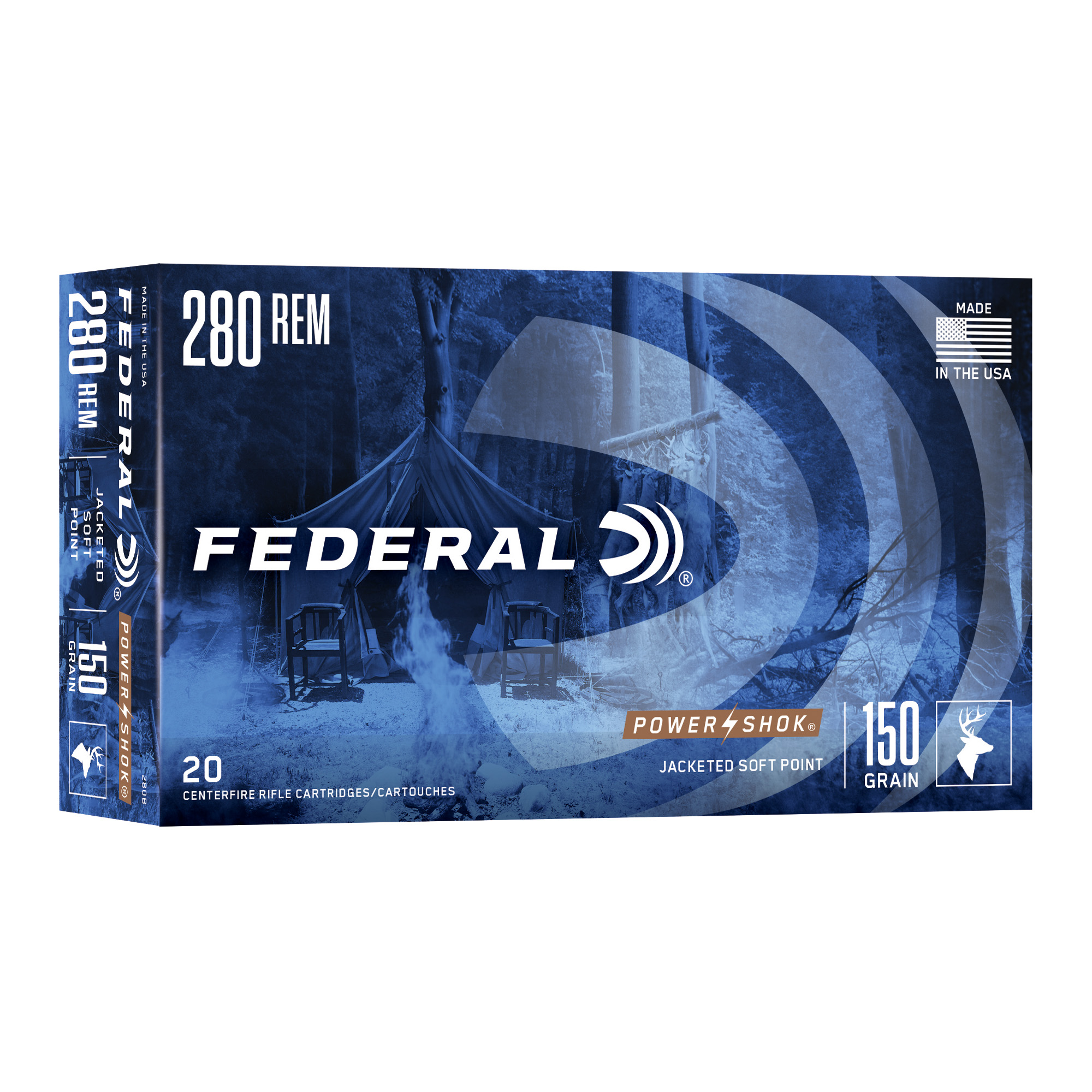 Federal Power-Shok Rifle Ammunition .280 Rem 150 gr SP 2890 fps - 20/ct