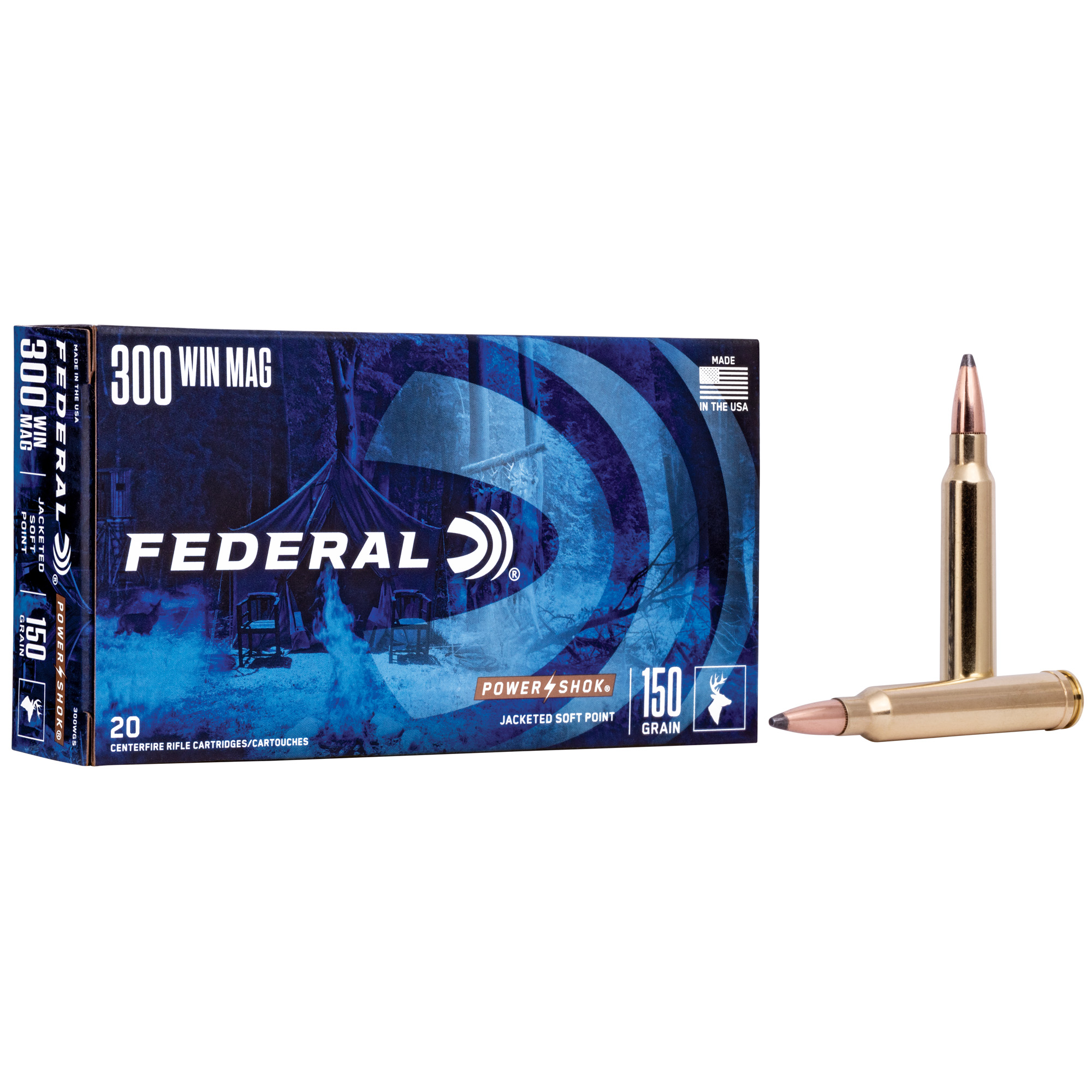 Federal Power-Shok Rifle Ammunition .300 Win Mag 150 gr SP 3150 fps - 20/ct