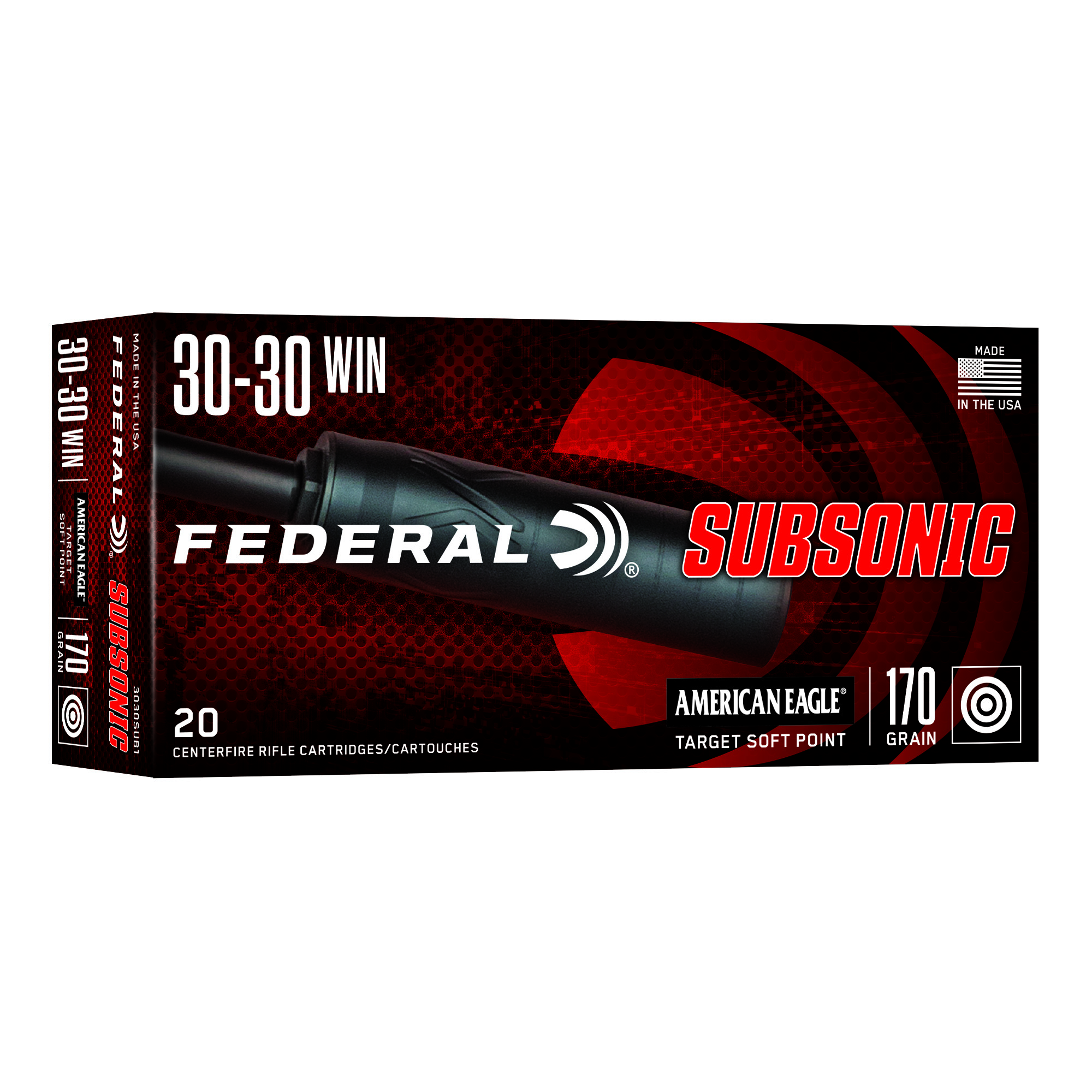 Federal Subsonic Rifle Ammunition .30-30 Win 170gr JSP 1000 fps 20/ct