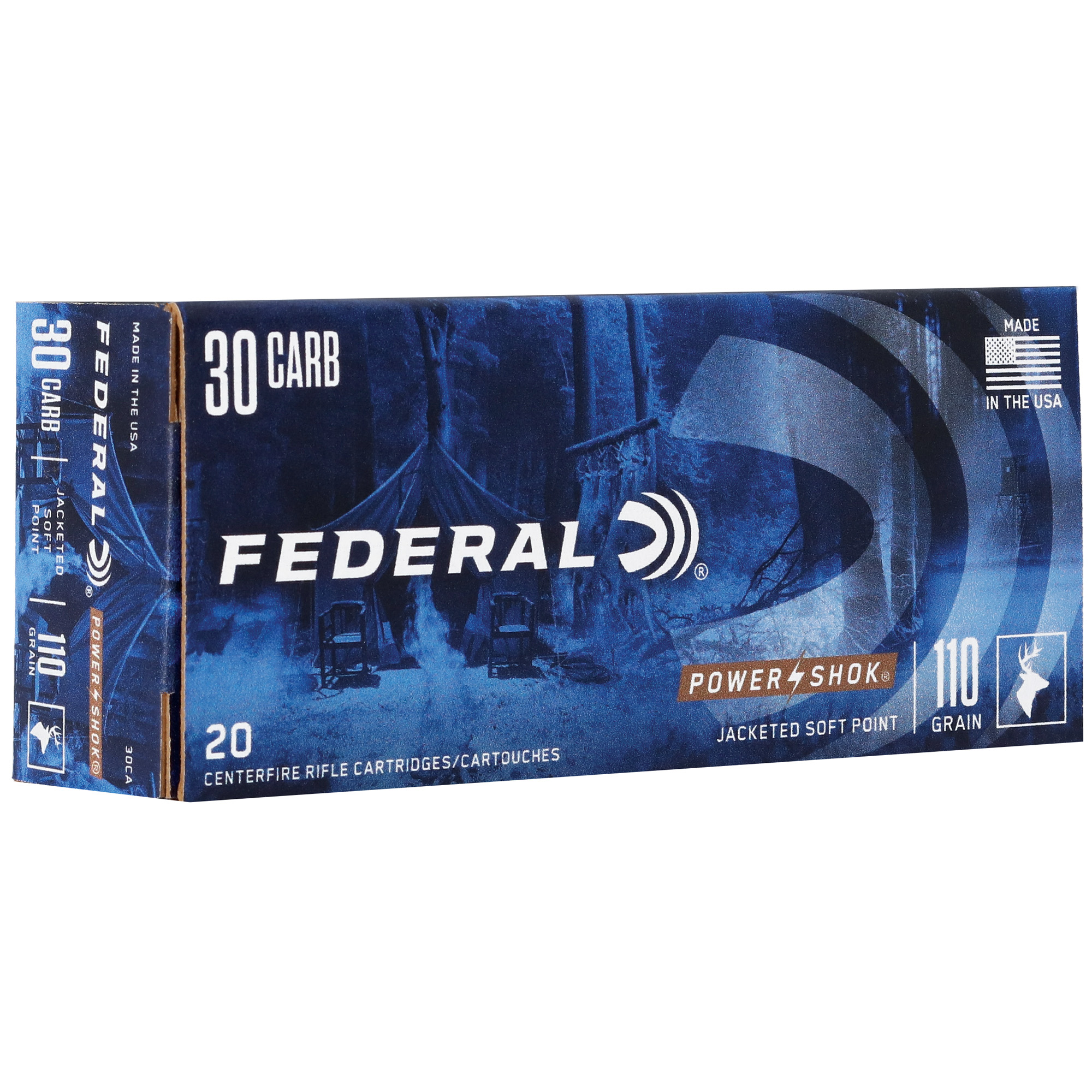 Federal Power-Shok Rifle Ammunition .30 Carbine 110 gr RNSP 1990 fps - 20/ct
