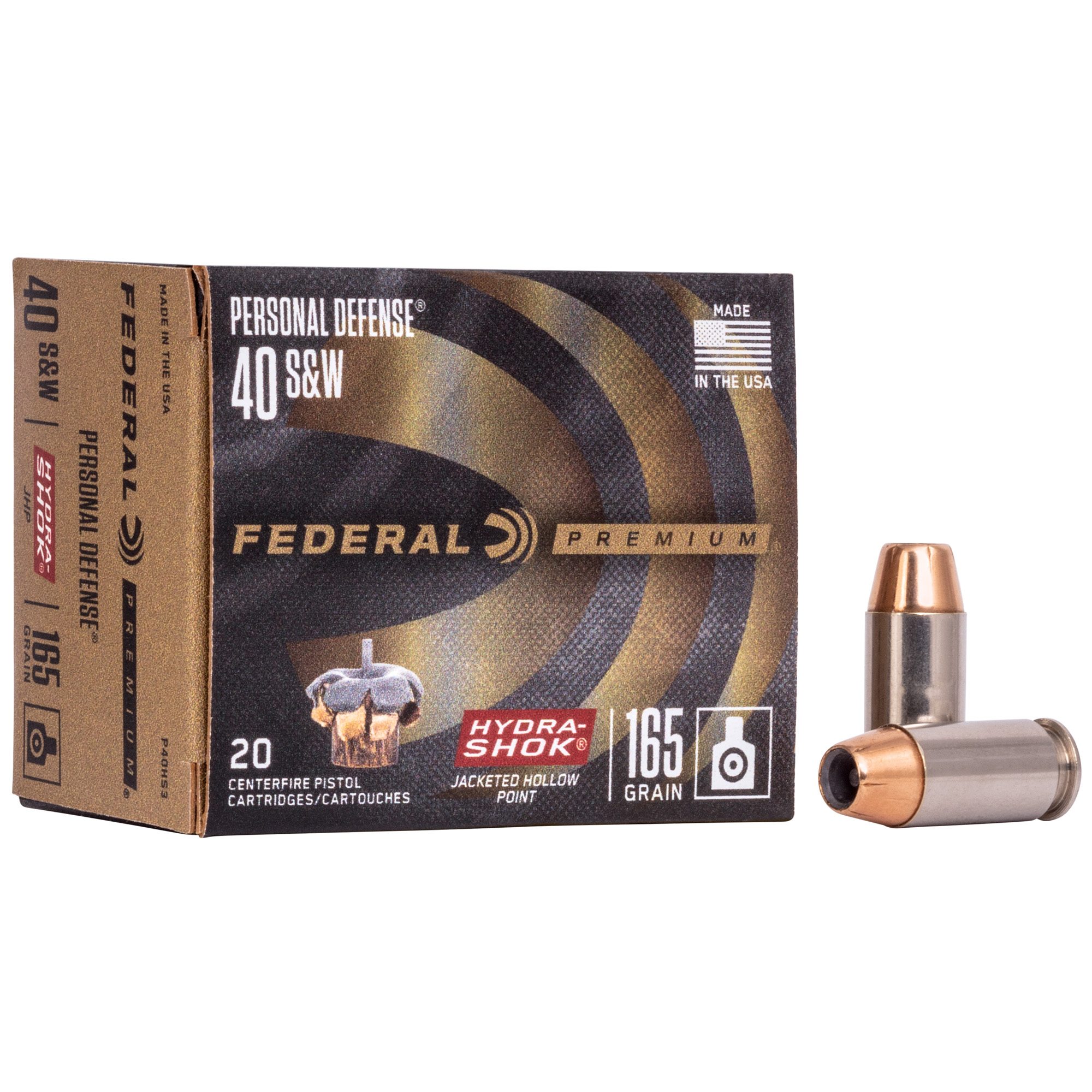 Federal Premuim Personal Defense Handgun Ammunition 40 S&W 165gr JHP 980 fps 20/ct