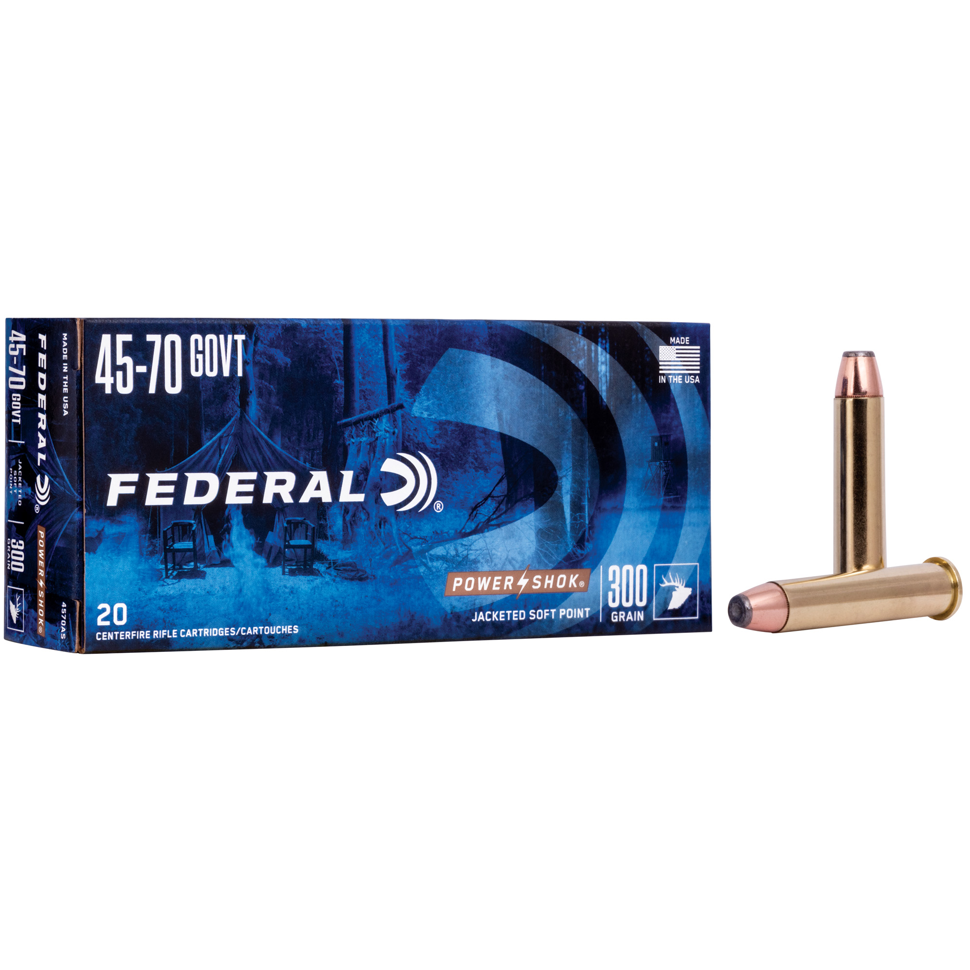 Federal Power-Shok Rifle Ammunition .45-70 Gov 300 gr SP 1850 fps 20/ct