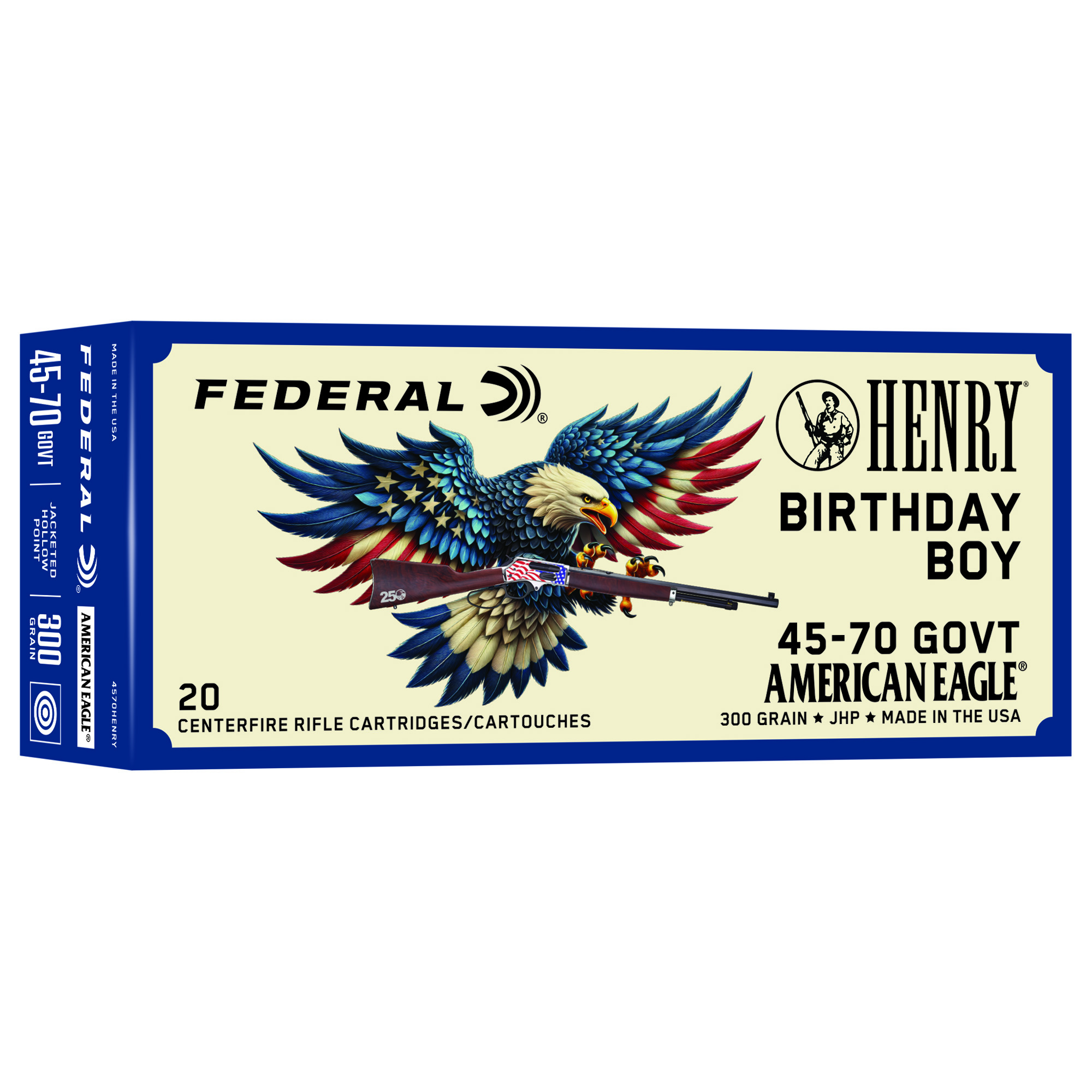 Federal Hnry Bday Ed 45-70GOVT 300GR Jhp Hollow Point