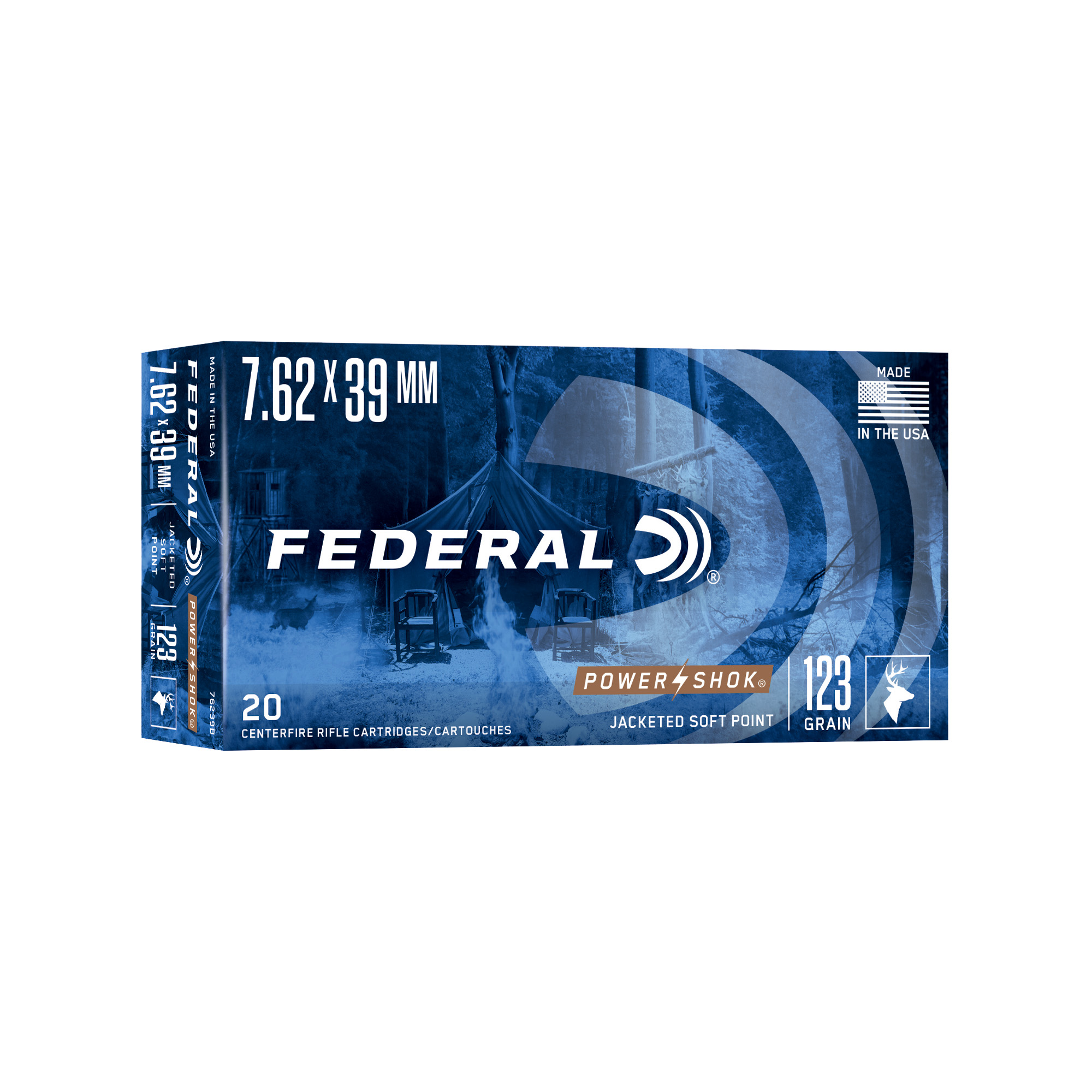Federal Power-Shok Rifle Ammunition 7.62x39mm 123 gr SP 2350 fps - 20/ct