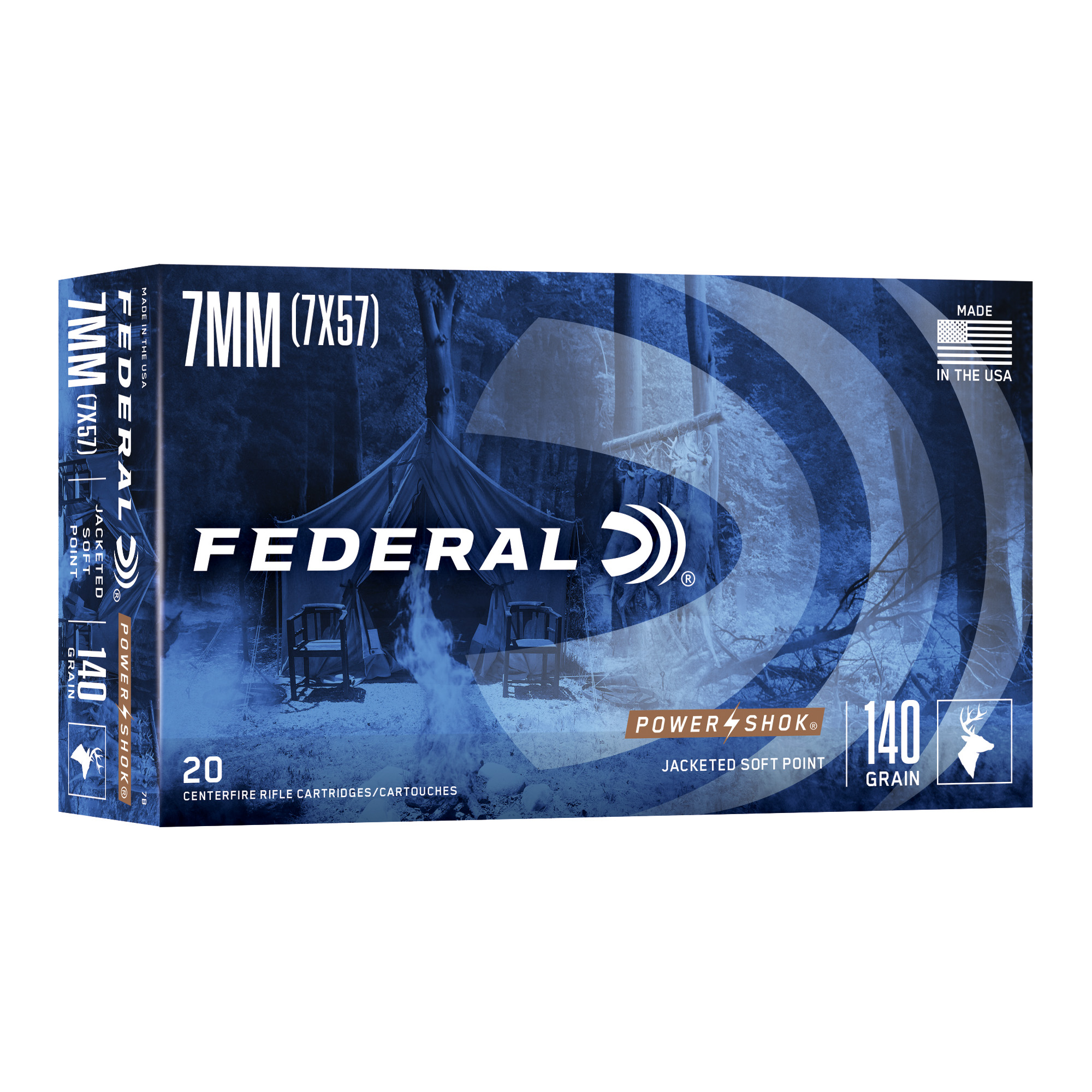 Federal Power-Shok Rifle Ammunition 7mm Mauser 140 gr SP 2660 fps - 20/ct