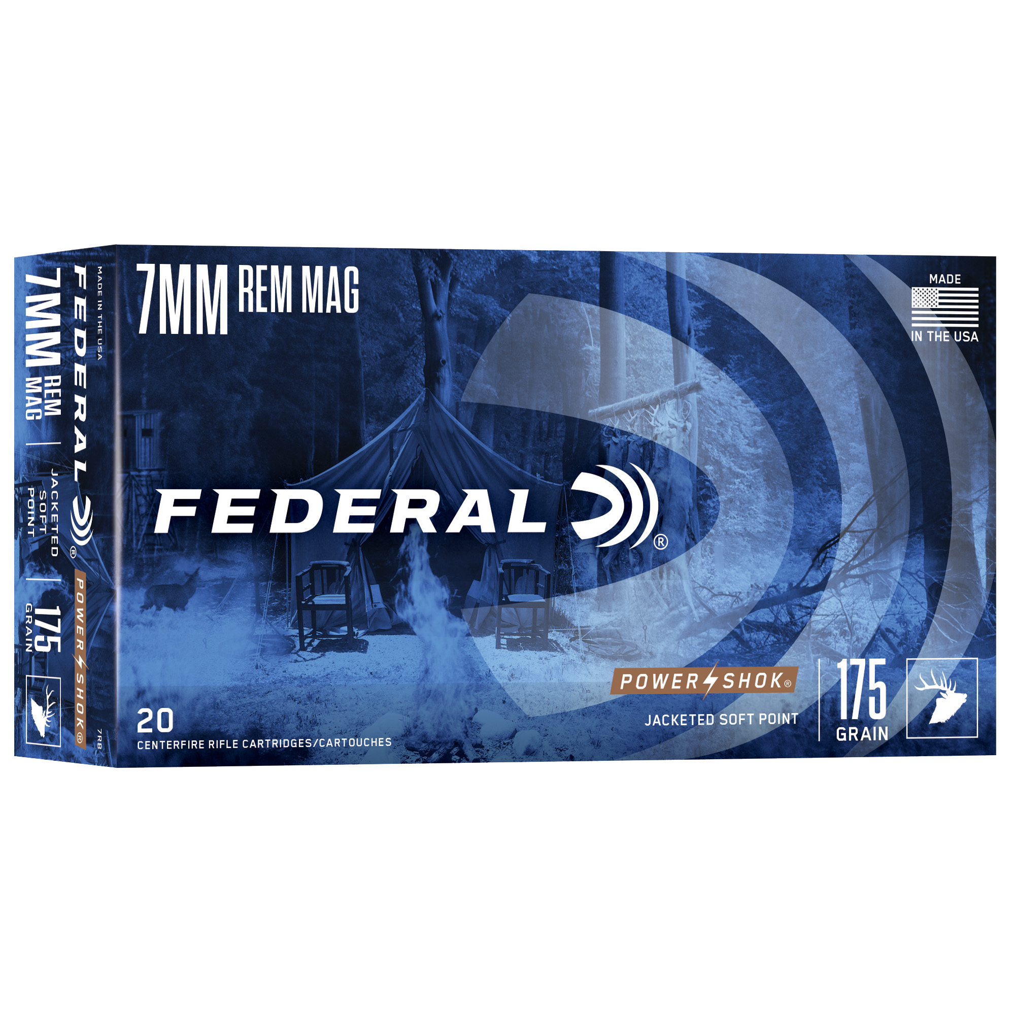 Federal Pwrshk 7mm Mag 175GR Sp 20/200 Solid Base