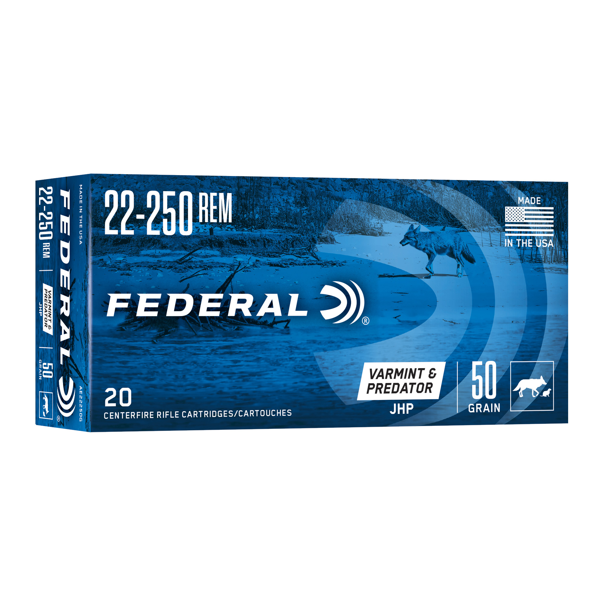 Federal Ae 22-250 50GR Jhp 20/200 Hollow Point
