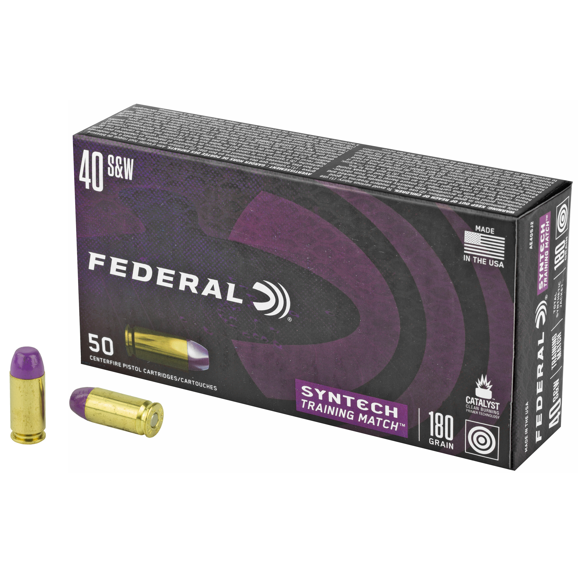 Federal Syntech 40SW 180GR Tsj 50/500 Total Synthetic Jacket