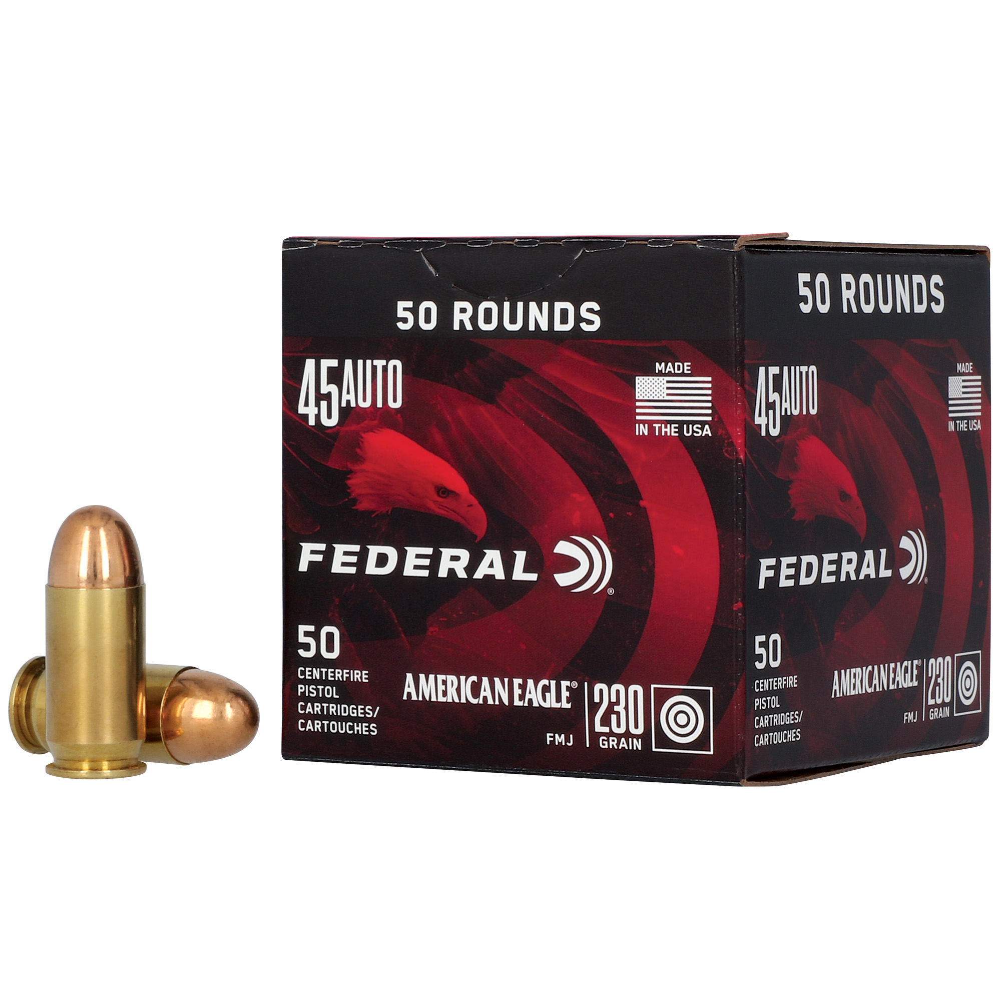 Federal American Eagle Handgun Ammunition .45 ACP 230 gr FMJ 890 fps 50/ct