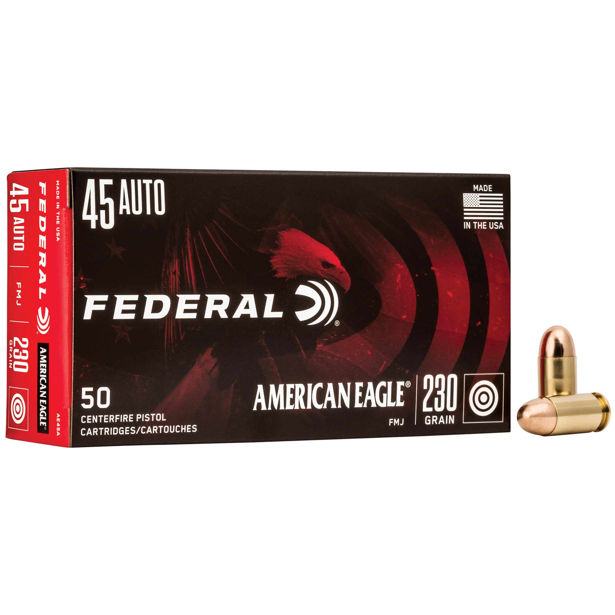 Federal American Eagle Handgun Ammunition .45 ACP 230 gr FMJ 890 fps 50/ct