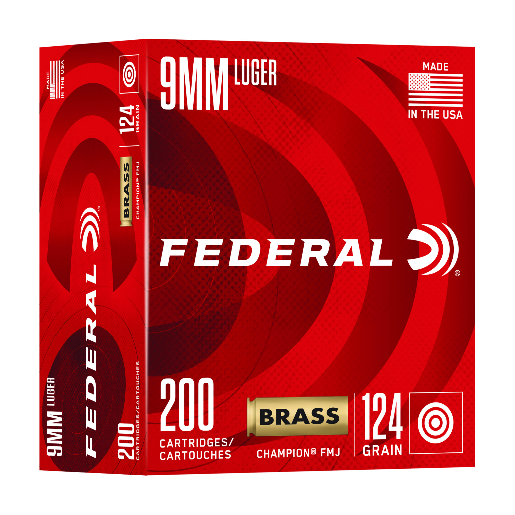 Federal Champion Handgun Ammunition 9mm Luger 124gr FMJ 1090 fps 200/ct