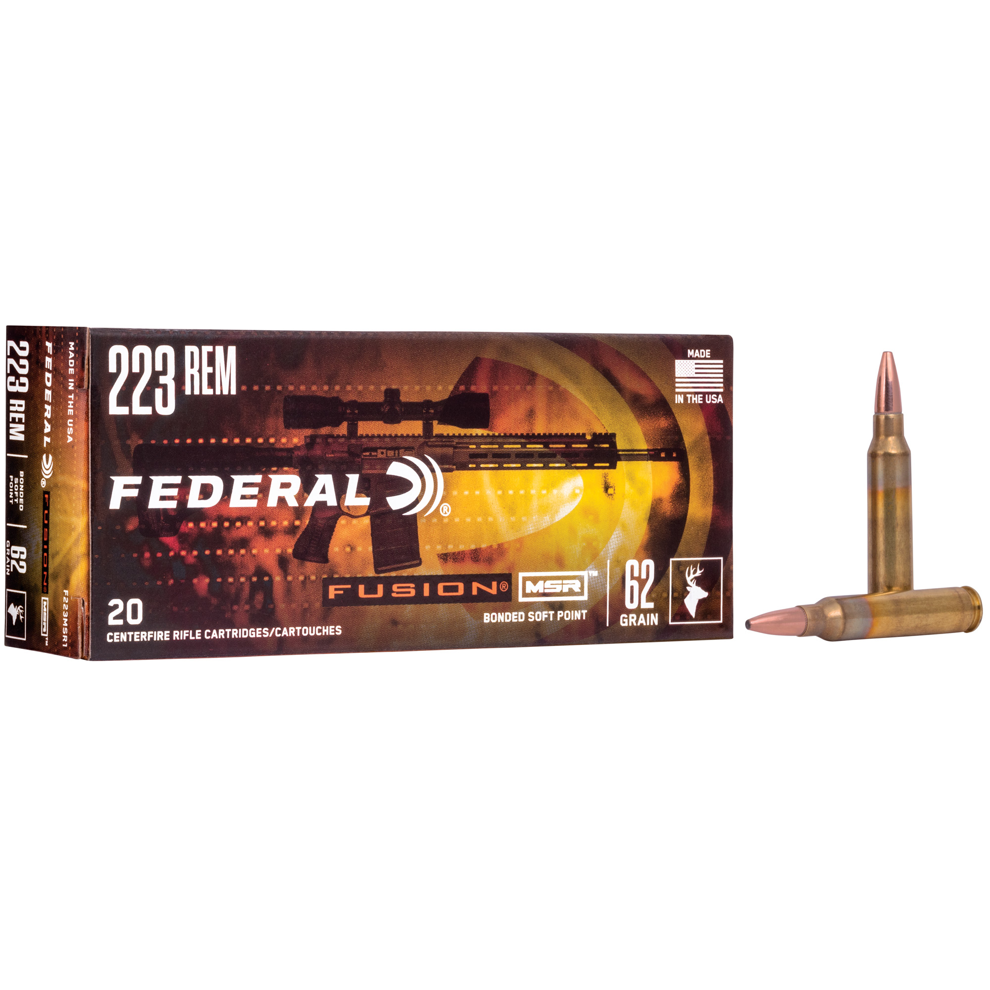 Federal Fusion Rifle Ammunition .223 Rem 62 gr MSR 2750 fps 20/ct