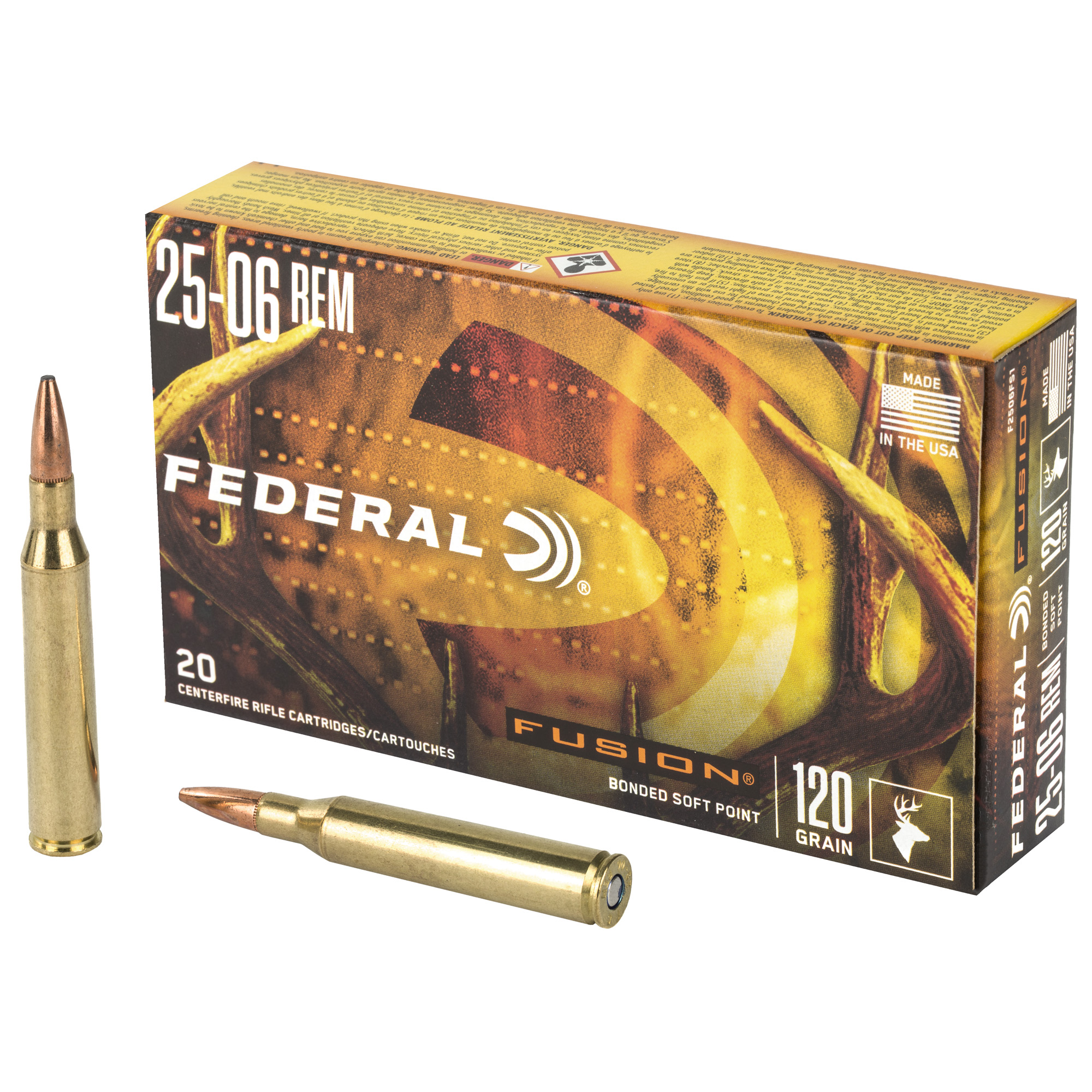 Federal Fusion Rifle Ammunition .25-06 Rem 120 gr BTSP 2980 fps - 20/ct