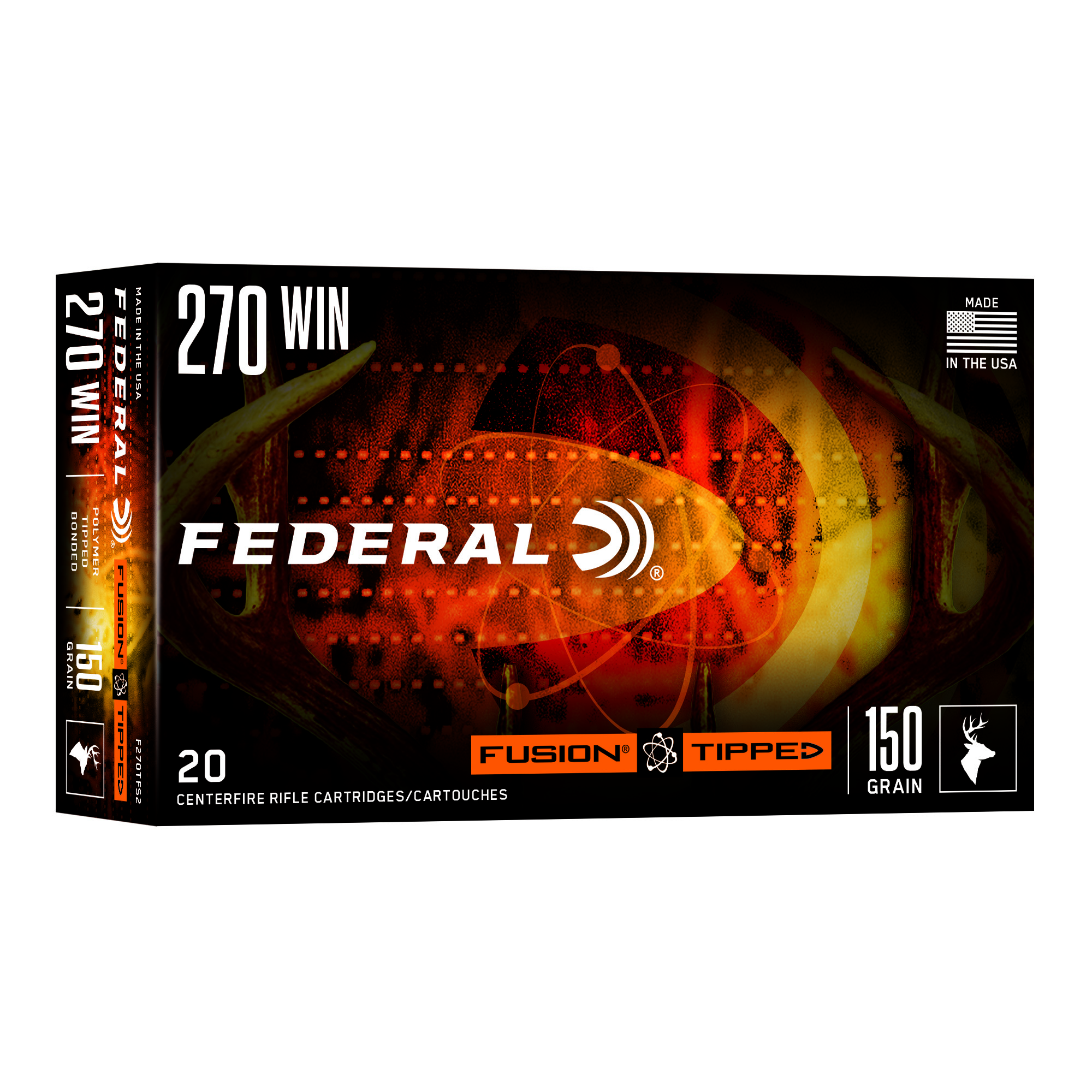 Federal Fusion Tipped Rifle Ammunition 270 Win 150gr PT 2850 fps 20/ct
