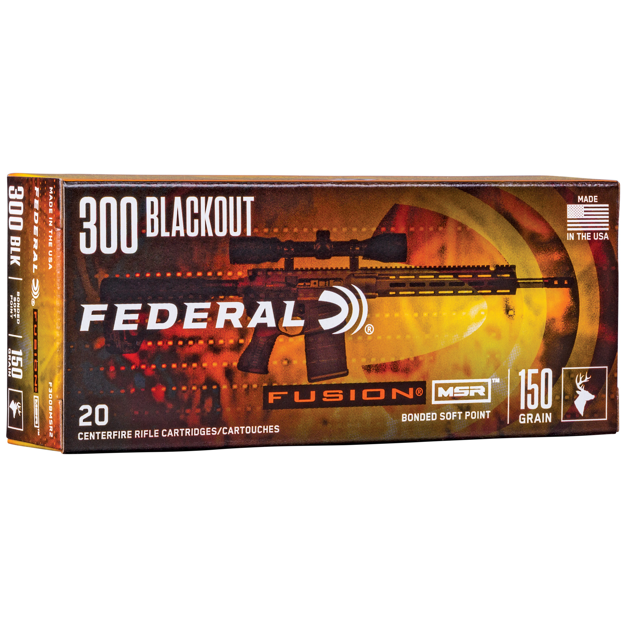 Federal Fusion MSR Rifle Ammunition .300 Blackout 150 gr SP 1900 fps 20/ct