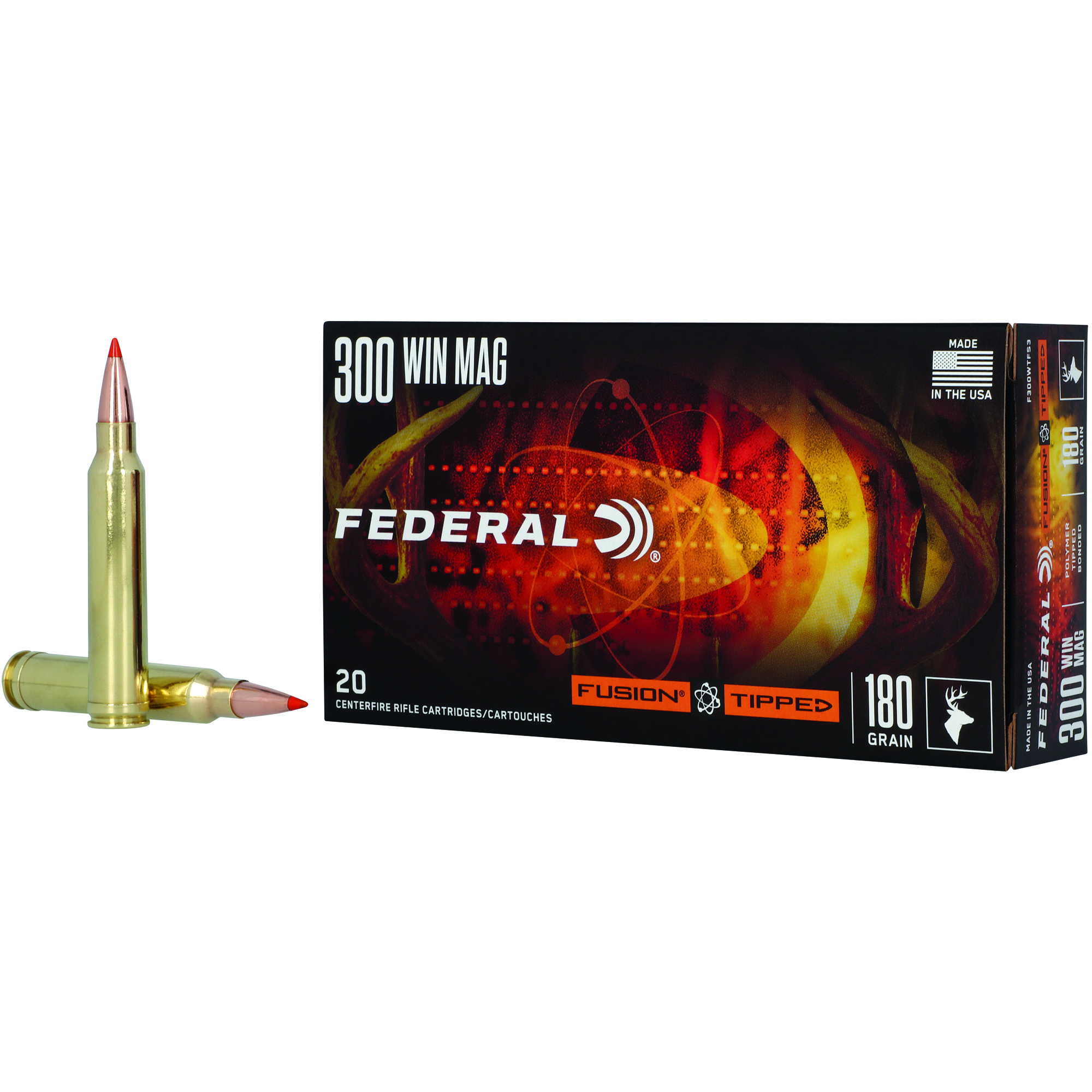 Federal Fusion Tipped Rifle Ammunition 300 Win Mag 180gr PT 2950 fps 20/ct