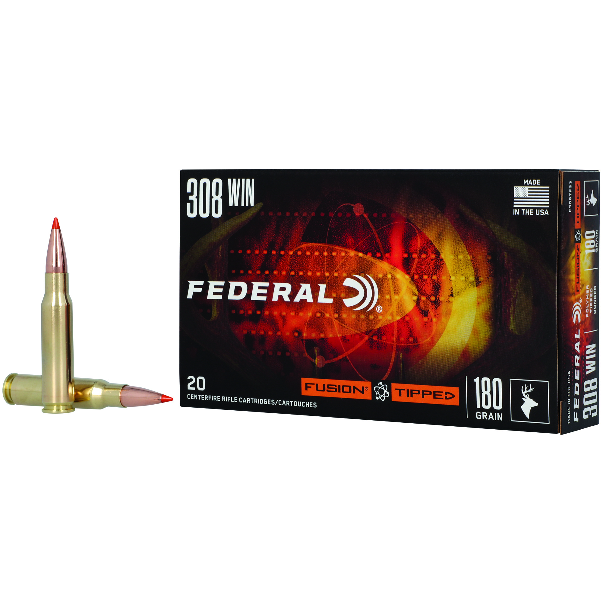 Federal Fusion Tipped Rifle Ammunition 308 Win 180gr PT 2600 fps 20/ct
