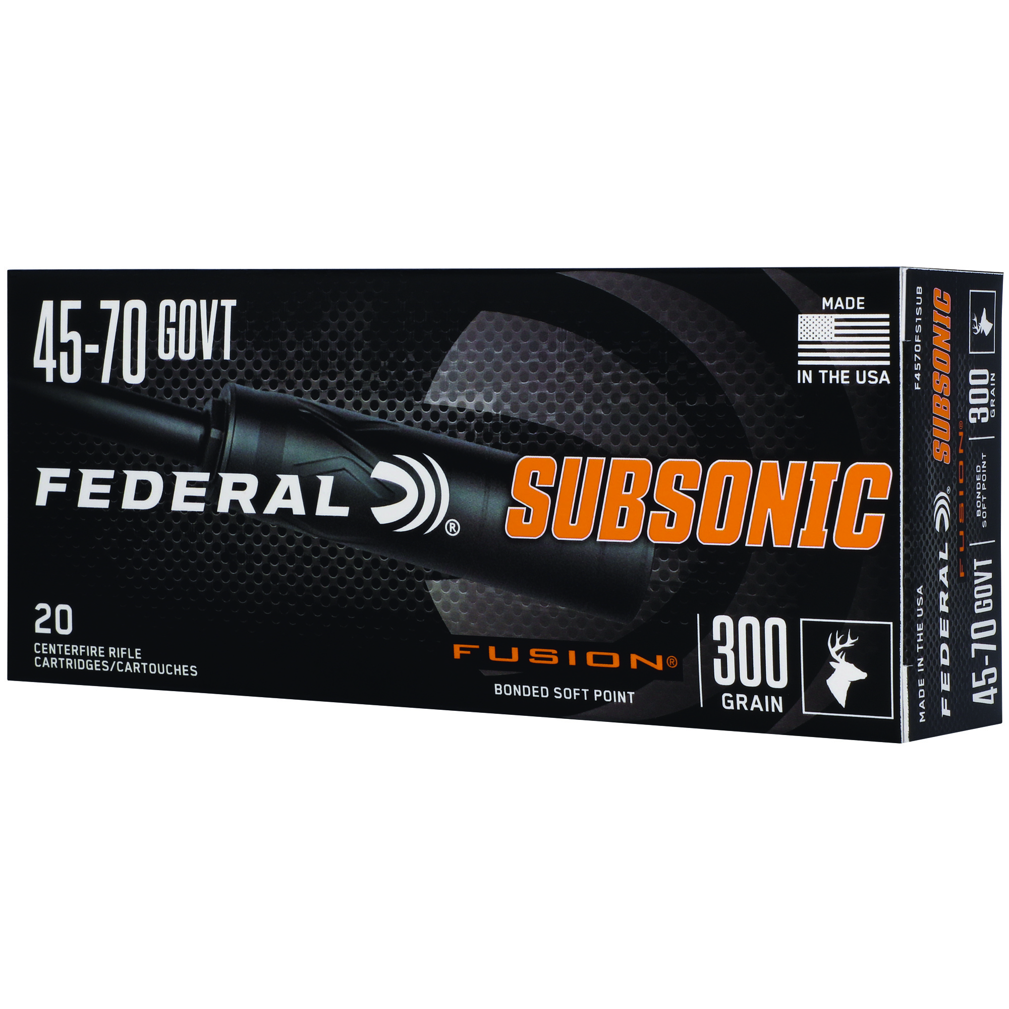 Federal Fusion Subsonic Rifle Ammunition .45-70 Govt 300gr SP 1000 fps 20/ct