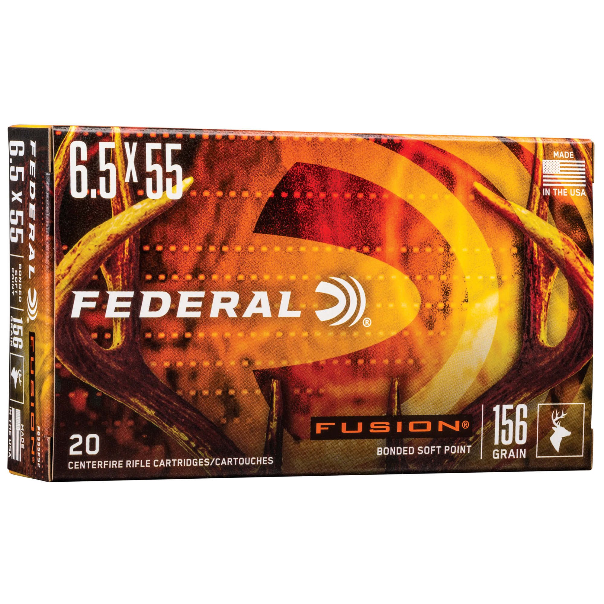 Federal Fusion Rifle Ammuniton 6.5x55 Swedish Mauser 156gr SP 2500 fps 20/ct