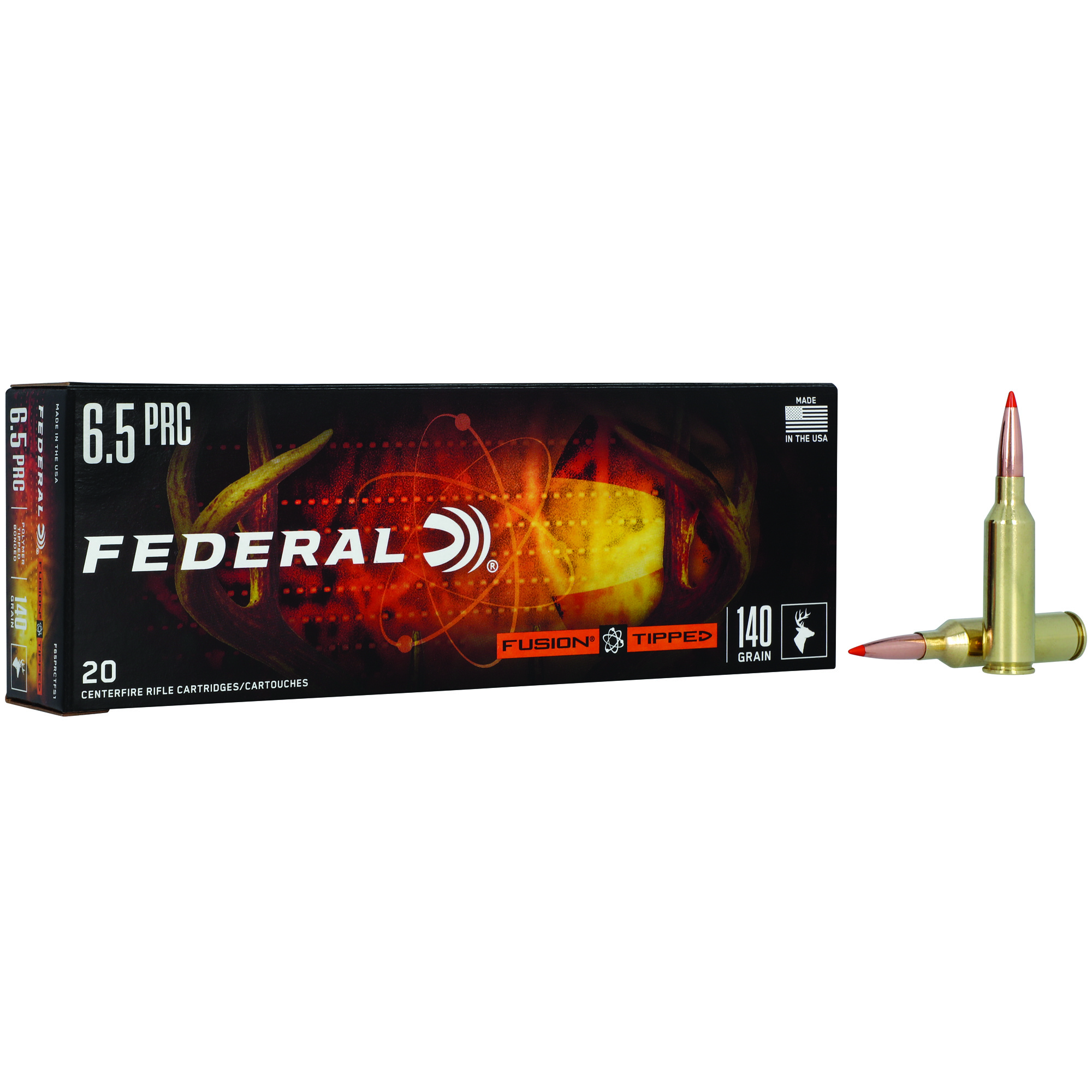 Federal Fusion Tipped Rifle Ammunition 6.5 PRC 140gr PT 2975 fps 20/ct Federal Fusion Tipped Rifle Ammunition 6.5 PRC 140gr PT 2975 fps 20/ct